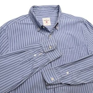 Gap Modern Oxford Shirt Mens Medium Blue Cotton Striped Long Sleeve Button Down